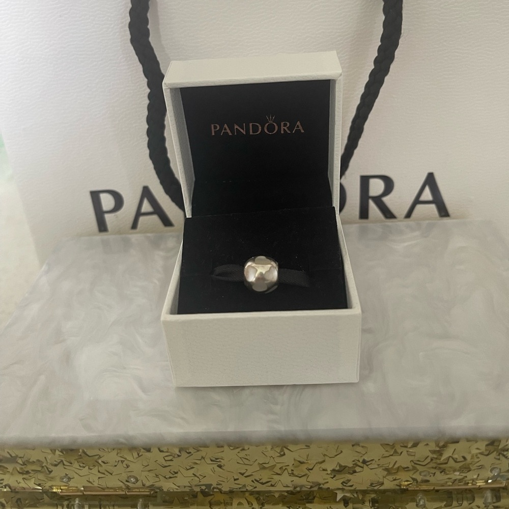 Pandora Charm with White Heart Details